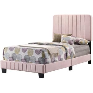 Glory Furniture Lodi Velvet Upholstered Twin Bed in Pink