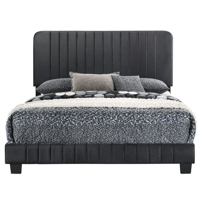 Glory Furniture Lodi Velvet Upholstered Full Bed in Black