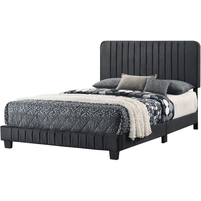 Glory Furniture Lodi Velvet Upholstered King Bed in Black