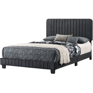 Glory Furniture Lodi Velvet Upholstered Queen Bed in Black