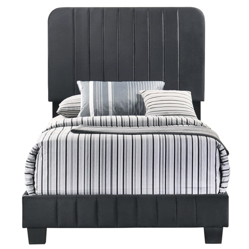 Glory Furniture Lodi Velvet Upholstered Twin Bed in Black