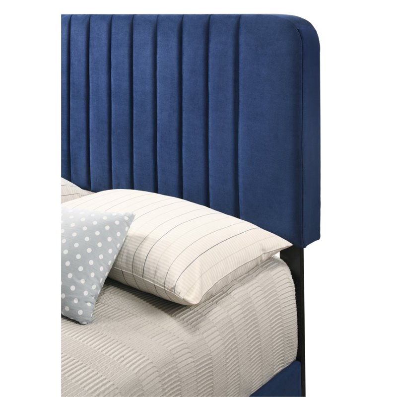 Glory Furniture Lodi Velvet Upholstered Full Bed in Navy Blue