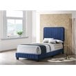 Glory Furniture Lodi Velvet Upholstered Twin Bed in Navy Blue