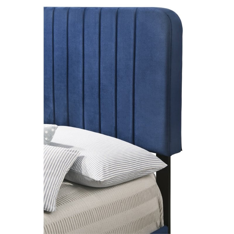 Glory Furniture Lodi Velvet Upholstered Twin Bed in Navy Blue