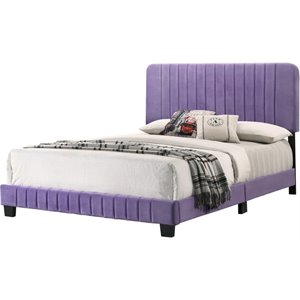 glory furniture lodi velvet upholstered bed in purple