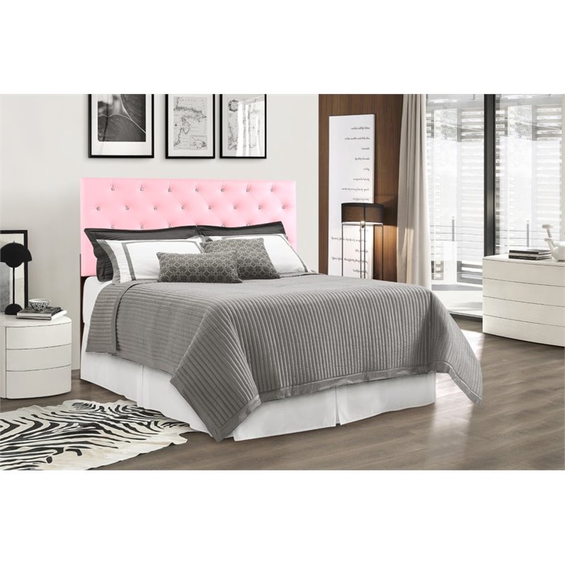 Glory Furniture Super Nova Faux Leather Upholstered Full Headboard in Pink