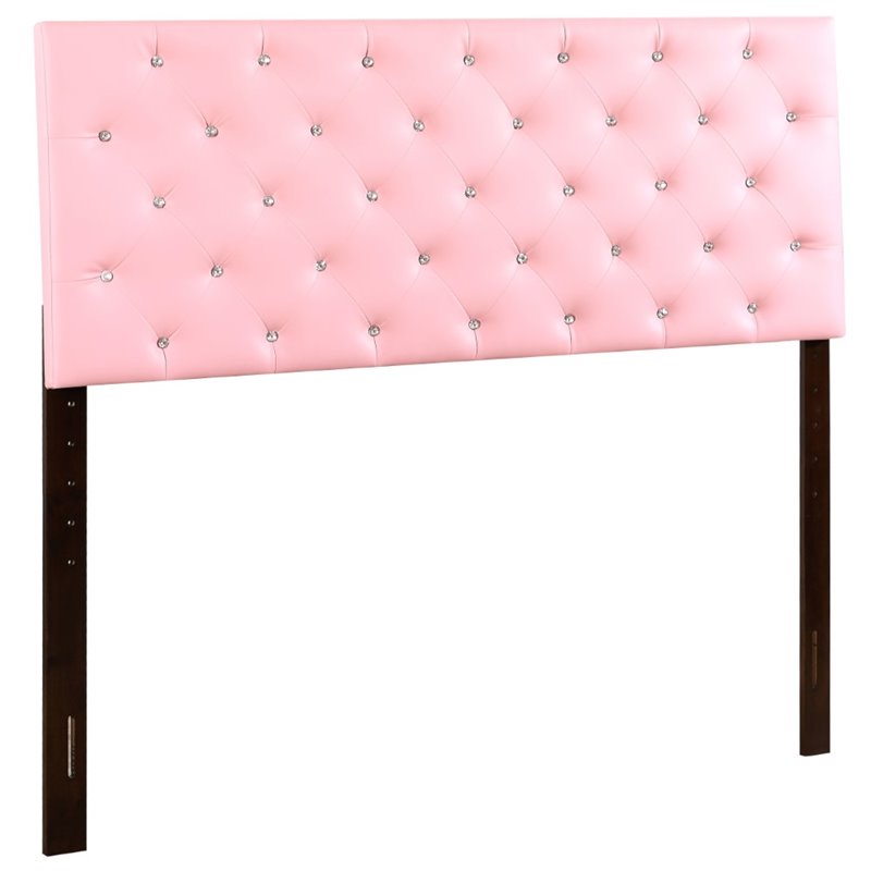 Glory Furniture Super Nova Faux Leather Upholstered Full Headboard in Pink