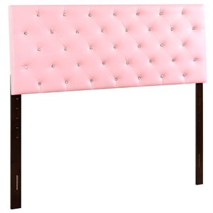 glory furniture super nova faux leather upholstered headboard in pink
