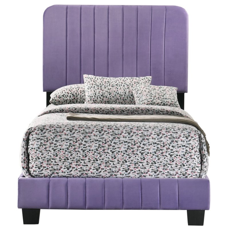 Glory Furniture Lodi Velvet Upholstered Twin Bed in Purple