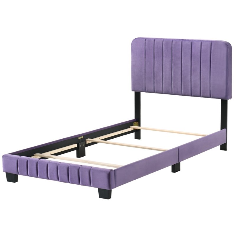 Glory Furniture Lodi Velvet Upholstered Twin Bed in Purple