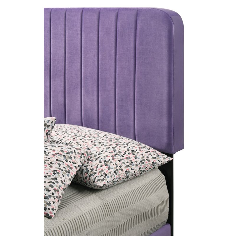 Glory Furniture Lodi Velvet Upholstered Twin Bed in Purple