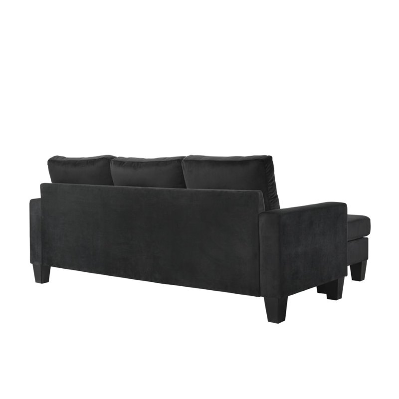 Glory Furniture Jessica Velvet Sofa Chaise in Black