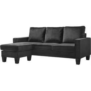 Glory Furniture Jessica Velvet Sofa Chaise in Black