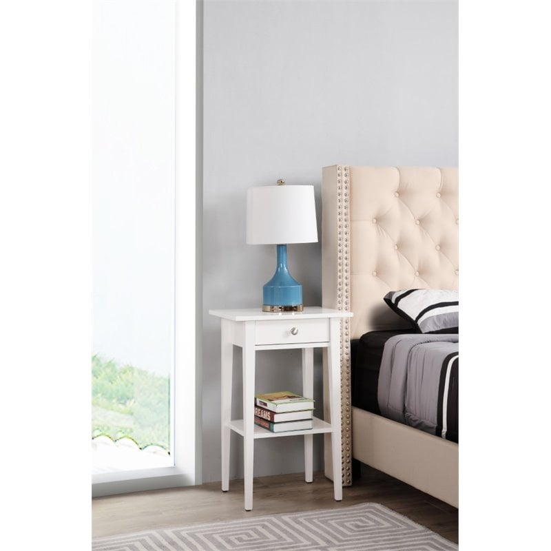 Glory Furniture Dalton 1 Drawer Nightstand in White