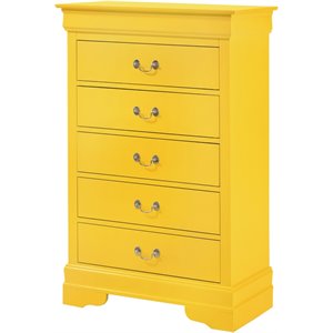 glory furniture louis phillipe 5 drawer chest in yellow