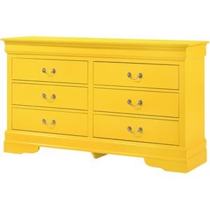 glory furniture louis phillipe 6 drawer dresser in yellow