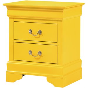 glory furniture louis phillipe 2 drawer nightstand in yellow