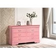 Glory Furniture Louis Phillipe 6 Drawer Dresser in Pink
