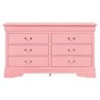 Glory Furniture Louis Phillipe 6 Drawer Dresser in Pink
