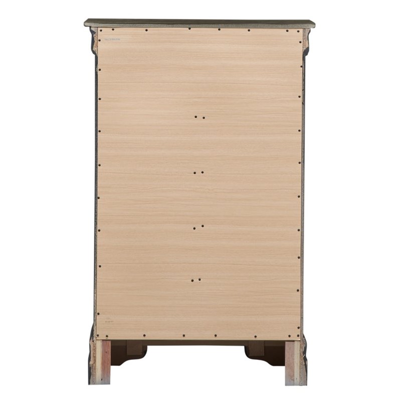 Glory Furniture Louis Phillipe 5 Drawer Chest in Gray