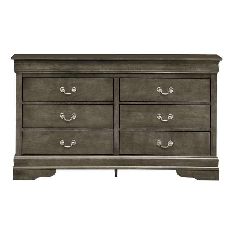 Glory Furniture Louis Phillipe 6 Drawer Dresser in Cherry