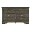 Glory Furniture Louis Phillipe 6 Drawer Dresser in Gray