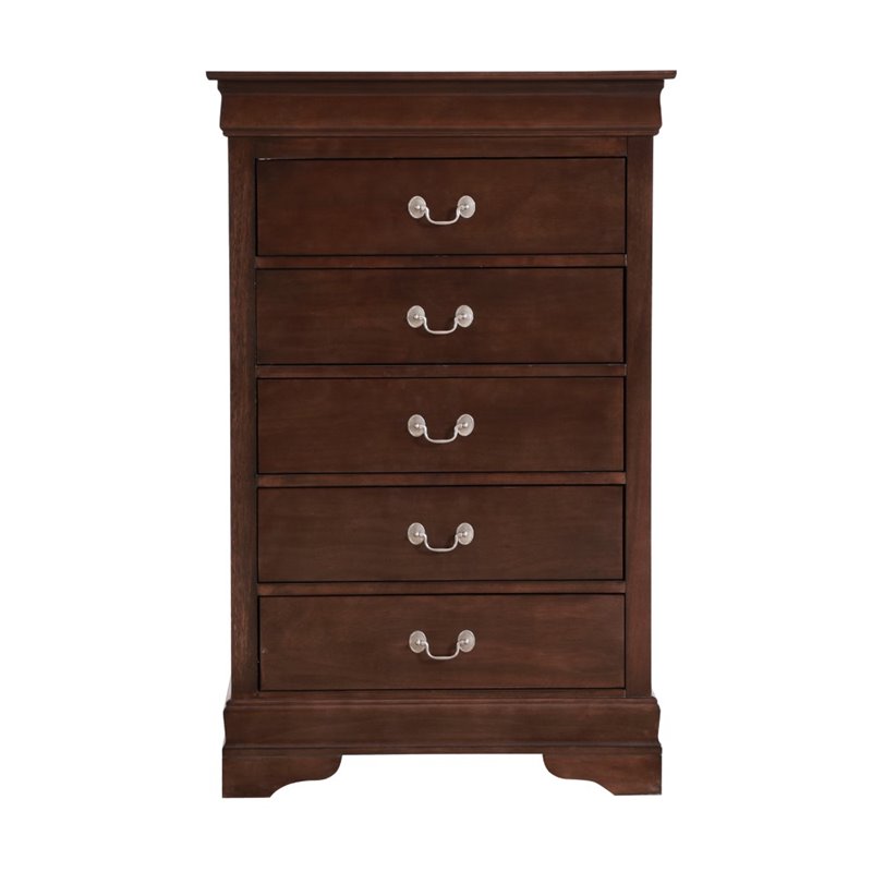 Glory Furniture Louis Phillipe 5 Drawer Chest in Cappuccino