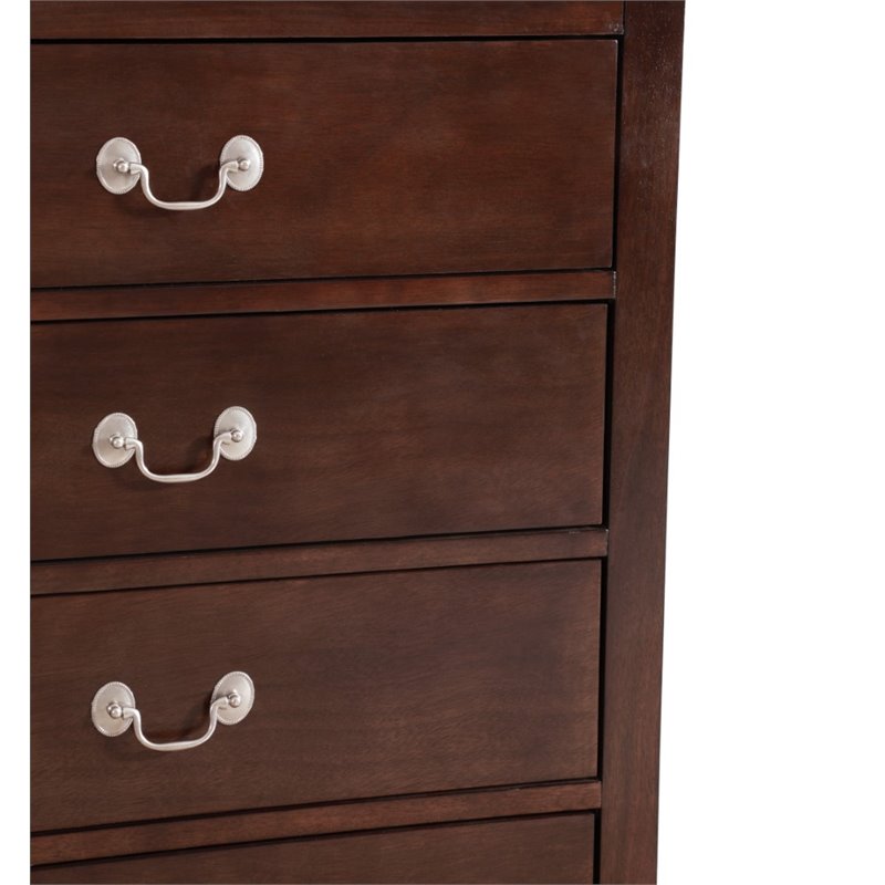Glory Furniture Louis Phillipe 5 Drawer Chest in Cappuccino