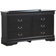 Glory Furniture Louis Phillipe 6 Drawer Dresser in Black