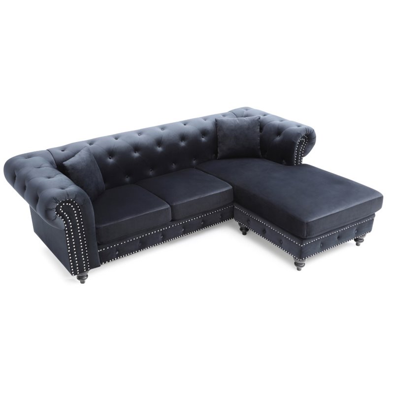 Glory Furniture Nola Velvet Sofa Chaise in Black Cymax Business