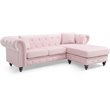 Glory Furniture Nola Velvet Sofa Chaise in Pink
