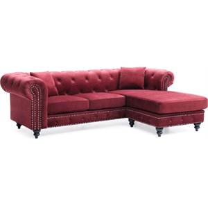 glory furniture nola velvet sofa chaise