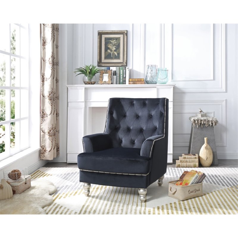 Glory Furniture Pamona Velvet Chair in Black