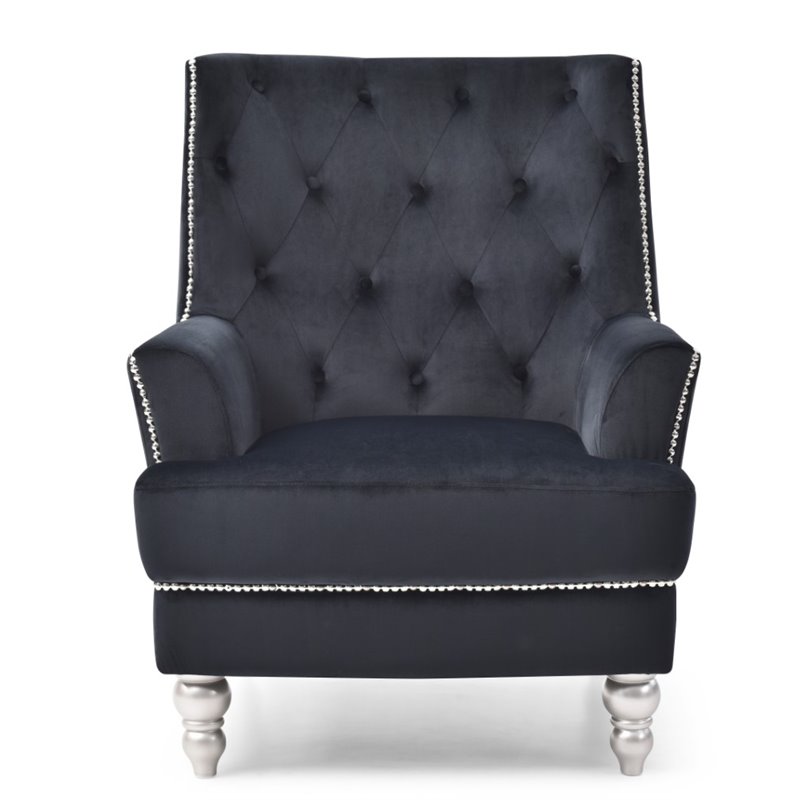 Glory Furniture Pamona Velvet Chair in Black