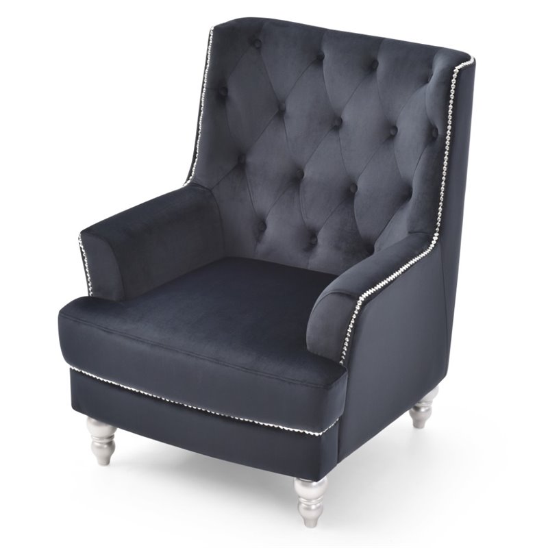 Glory Furniture Pamona Velvet Chair in Black