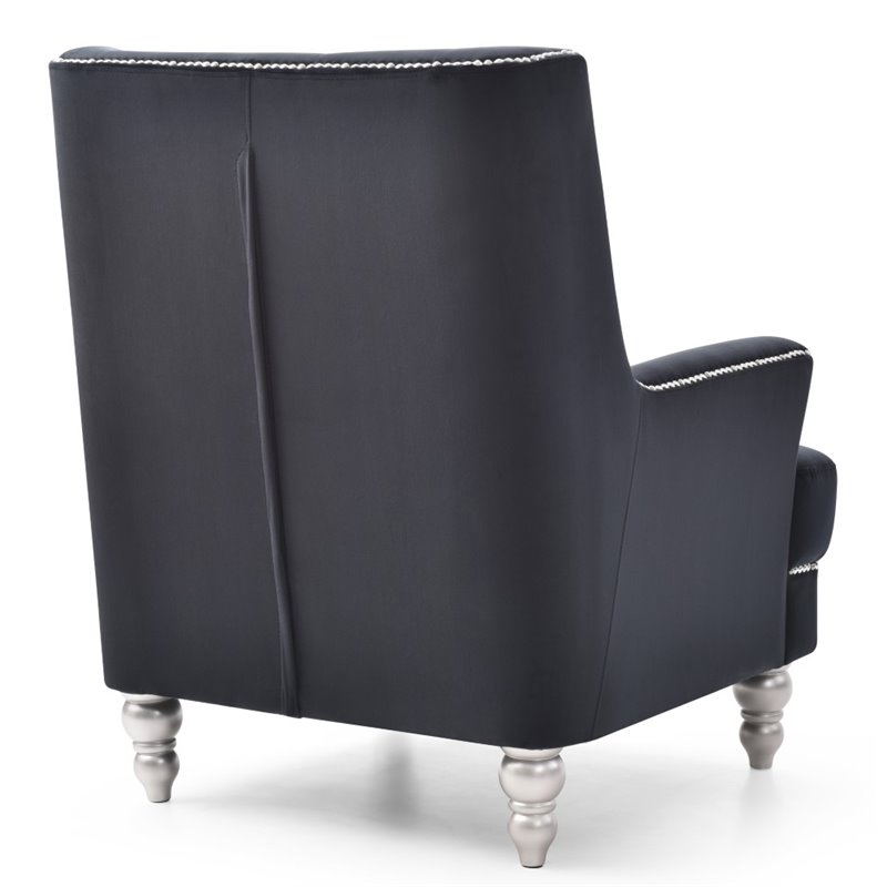 Glory Furniture Pamona Velvet Chair in Black