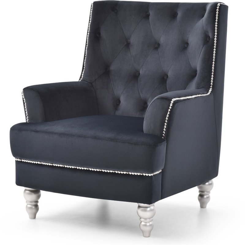 Glory Furniture Pamona Velvet Chair in Black