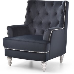 Glory Furniture Pamona Velvet Chair in Black