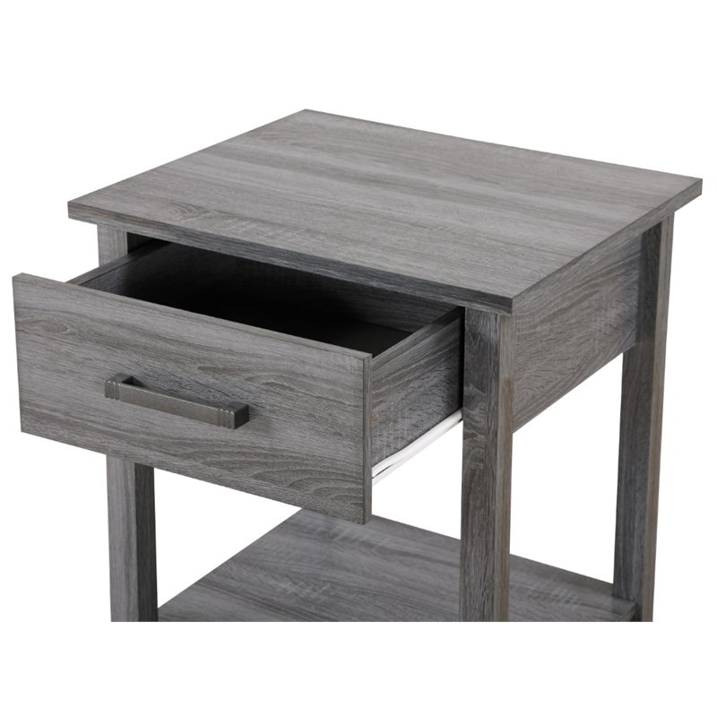 Glory Furniture Salem Manufactured Wood 1-Drawer Nightstand in Gray