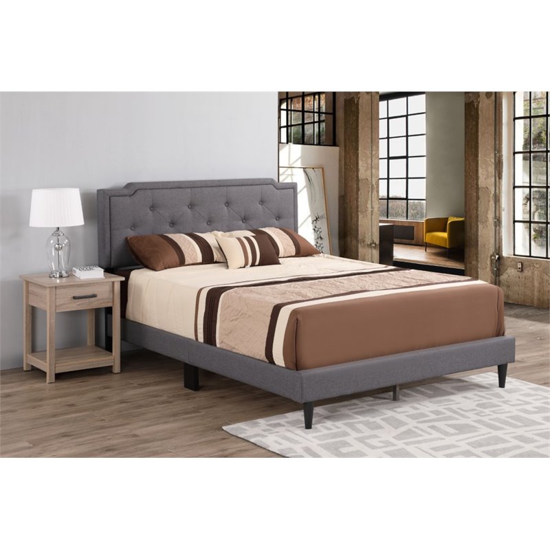 Glory Furniture Deb Fabric Upholstered Full Bed in Gray