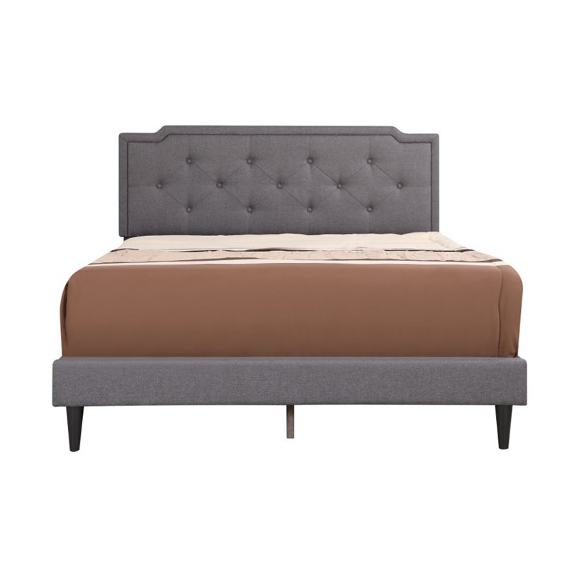 Glory Furniture Deb Fabric Upholstered Full Bed in Gray