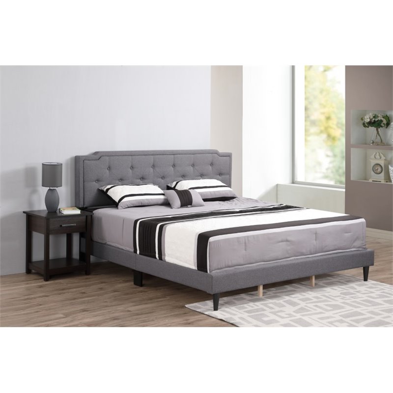 Glory Furniture Deb Fabric Upholstered King Bed in Gray