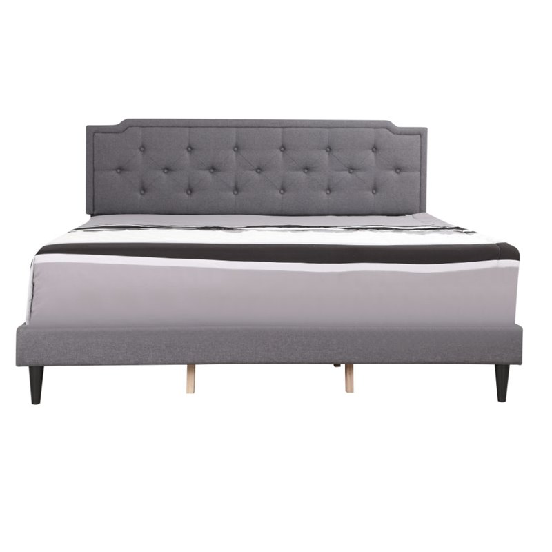 Glory Furniture Deb Fabric Upholstered King Bed in Gray