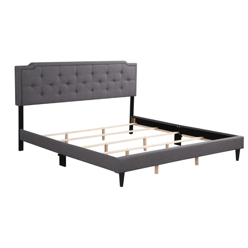 Glory Furniture Deb Fabric Upholstered King Bed in Gray