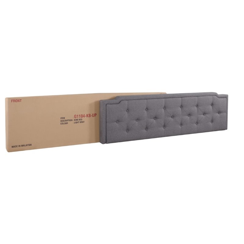 Glory Furniture Deb Fabric Upholstered King Bed in Gray