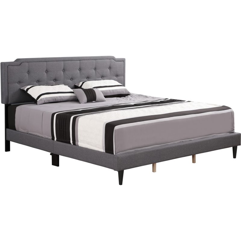 Glory Furniture Deb Fabric Upholstered King Bed in Gray