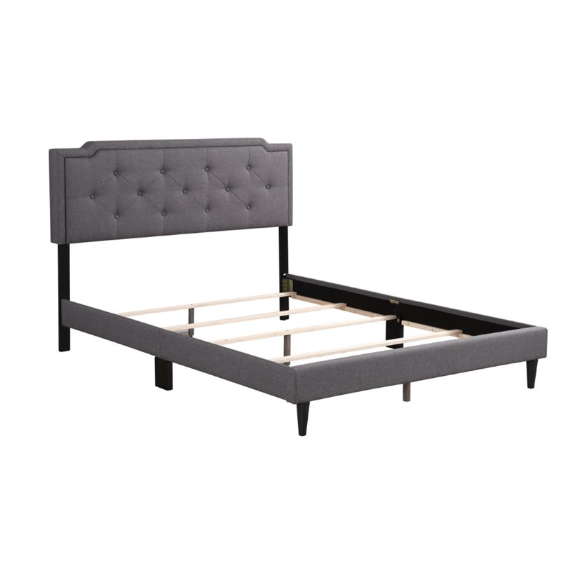 Glory Furniture Deb Fabric Upholstered Queen Bed in Gray