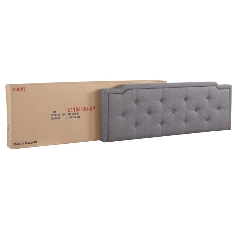Glory Furniture Deb Fabric Upholstered Queen Bed in Gray