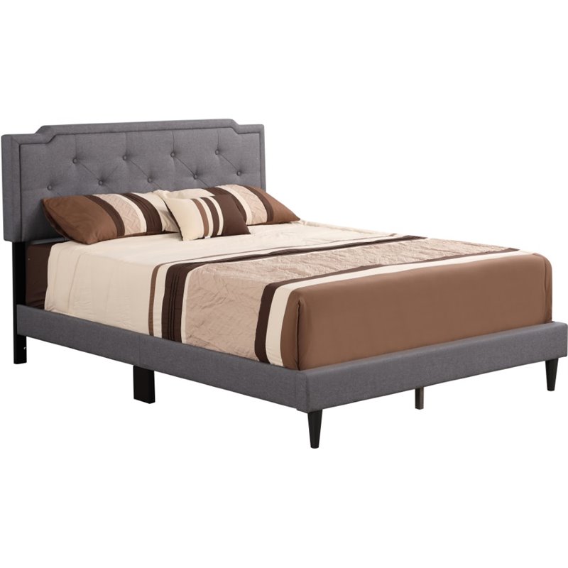 Glory Furniture Deb Fabric Upholstered Queen Bed in Gray