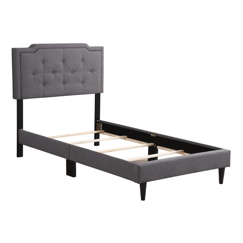 Glory Furniture Deb Fabric Upholstered Twin Bed in Gray